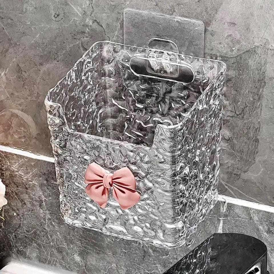 Bow Vanity Storage Box, Punch-Free Toothpaste Holder, Multifunctional Wall Storage Box, Elegant Caddy Organizer, Kitchen Bathroom Sink Storage Rack, Facial Tissue Basket Bow Vanity Storage Box, Punch-Free Toothpaste Holder, Multifunctional Wall Storage Box, Elegant Caddy Organizer, Kitchen Bathroom Sink Storage Rack, Facial Tissue Basket